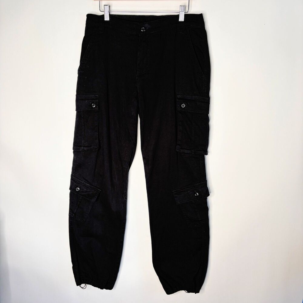 Cargo Pants Y2K Style Black Pockets Grunge Streetwear Women Size L